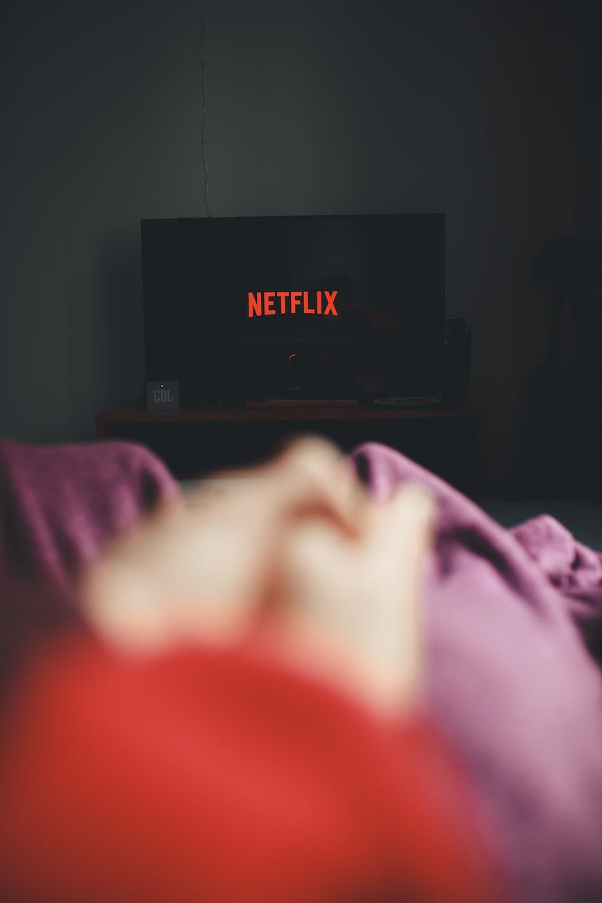 vertical shot of watching netflix on tv